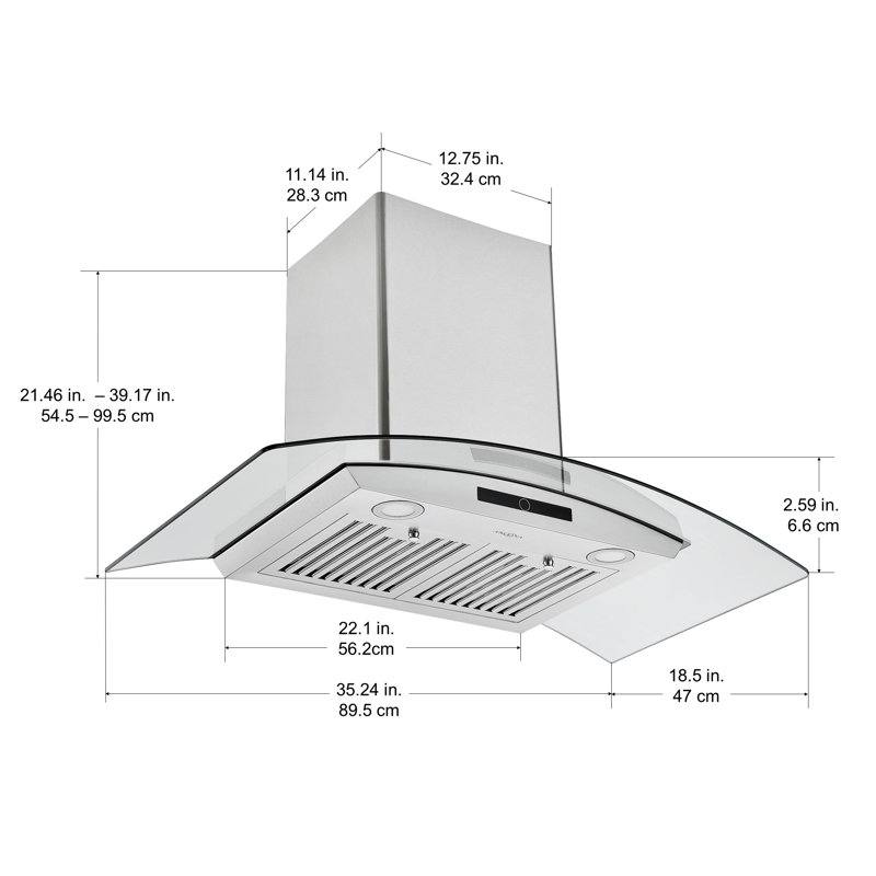 Ancona 36 in. Convertible Stainless Steel Wall Mount Glass Canopy Range Hood & Reviews Wayfair